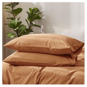 Elegant Dark Orange 100% Washed Cotton King Size Pillowcase Set